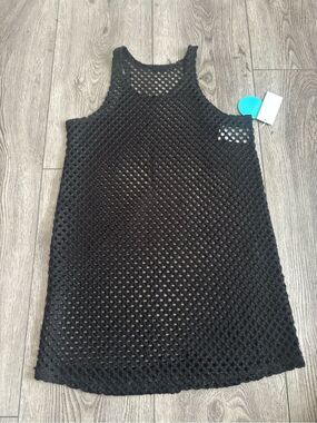 Breaking waves Black Fishnet Knit Tank Dress for beach